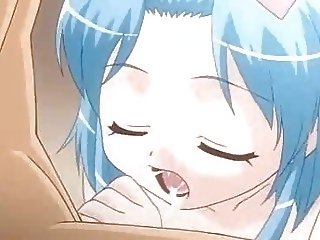 Anime angel doing blowjob with shy