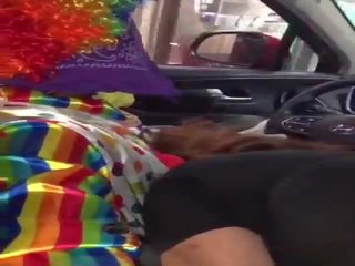 Clown gets member sucked while ordering food