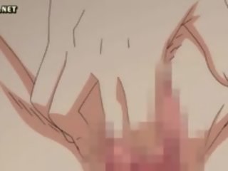 Rödhårig animen blir bröstvårtor gnuggade