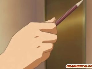 Skrępowane anime brunetka dostaje dildoed cipka i niesamowite ssanie sztywny putz