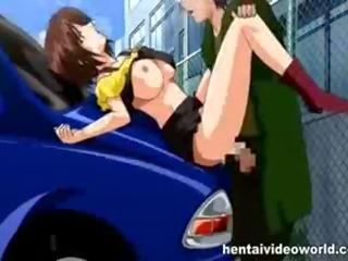 Young woman all in toon spunk shot after the car fuck