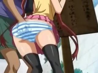 Hanblivé anime fajnová dostane klitoris trela